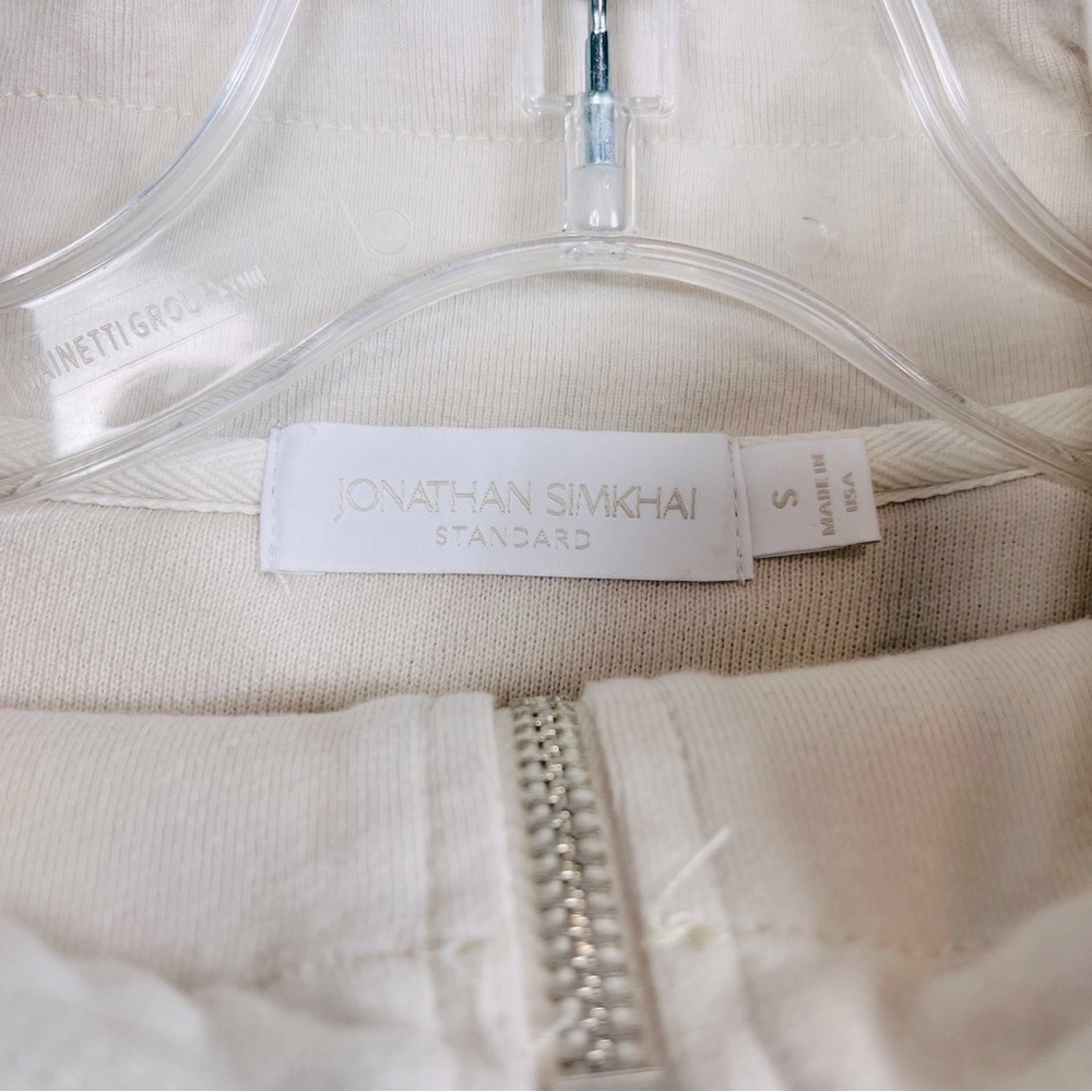 JONATHAN SIMKHAI STANDARD Zella Cropped Half Zip Sweatshirt Top French Terry S - Picture 10 of 16